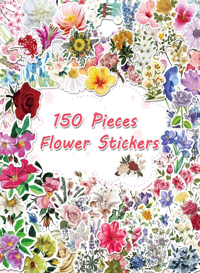 AOWDIAO 150 Pcs Flower Stickers Waterproof Floral Vinyl Stickers Decals for Water Bottles Laptop Scrapbooking Journaling - Image 2